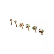 Multi-Pack CZ Spring Garden Titanium Bone Nose Rings 6 Pack - 20 Gauge at Spencer's