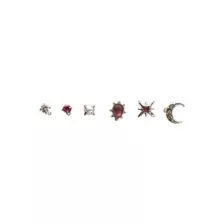 Multi-Pack CZ Moon and Star Titanium Bone Nose Rings 6 Pack - 20 Gauge at Spencer's