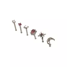 Multi-Pack CZ Moon and Star Titanium Bone Nose Rings 6 Pack - 20 Gauge at Spencer's
