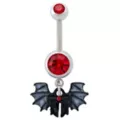 Titanium CZ Bat Bow Dangle Belly Ring - 14 Gauge at Spencer's
