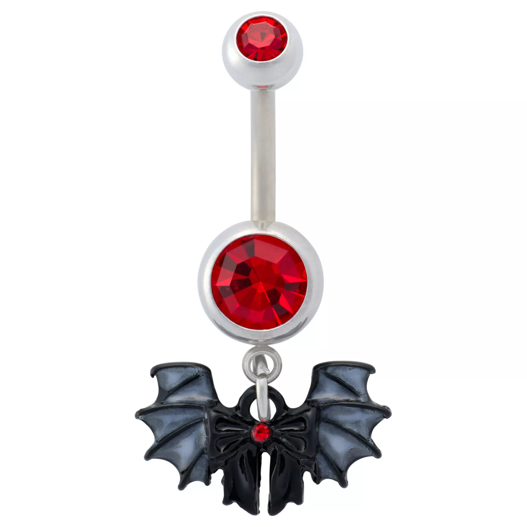 Titanium CZ Bat Bow Dangle Belly Ring - 14 Gauge at Spencer's
