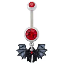 Titanium CZ Bat Bow Dangle Belly Ring - 14 Gauge at Spencer's