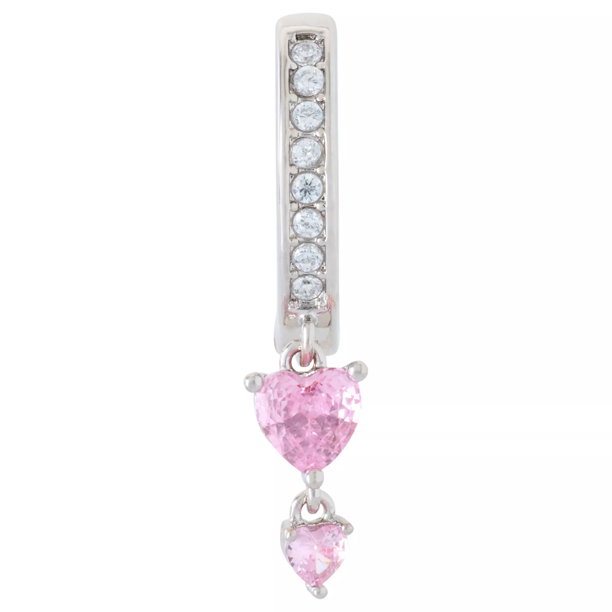 Pink CZ Heart Titanium Hinged Hoop Dangle Belly Ring - 14 Gauge at Spencer's