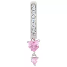 Pink CZ Heart Titanium Hinged Hoop Dangle Belly Ring - 14 Gauge at Spencer's