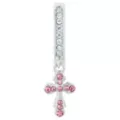 Pink CZ Cross Titanium Hinged Hoop Dangle Belly Ring - 14 Gauge at Spencer's