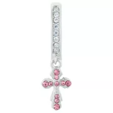 Pink CZ Cross Titanium Hinged Hoop Dangle Belly Ring - 14 Gauge at Spencer's