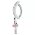 Pink CZ Cross Titanium Hinged Hoop Dangle Belly Ring - 14 Gauge at Spencer's