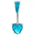 Titanium CZ Turquoise Heart Belly Ring - 14 Gauge at Spencer's