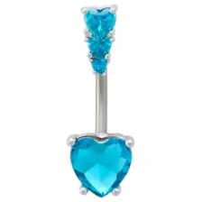 Titanium CZ Turquoise Heart Belly Ring - 14 Gauge at Spencer's