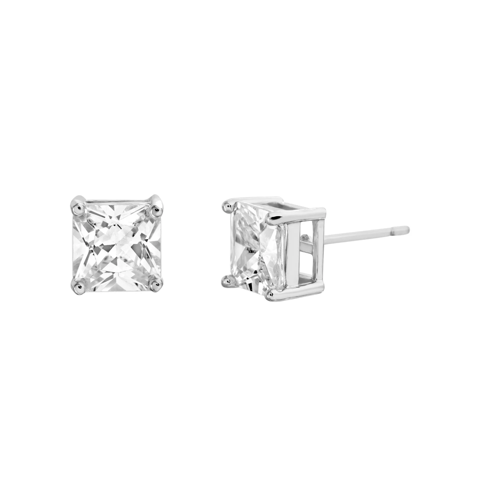 Square CZ Prong Stud Earrings - 20 Gauge at Spencer's