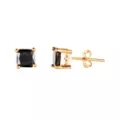 Black Square CZ Prong Gold-Tone Stud Earrings - 20 Gauge at Spencer's