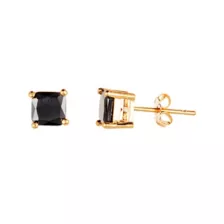 Black Square CZ Prong Gold-Tone Stud Earrings - 20 Gauge at Spencer's