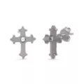 CZ Gothic Cross Silver-Tone Stud Earrings - 20 Gauge at Spencer's
