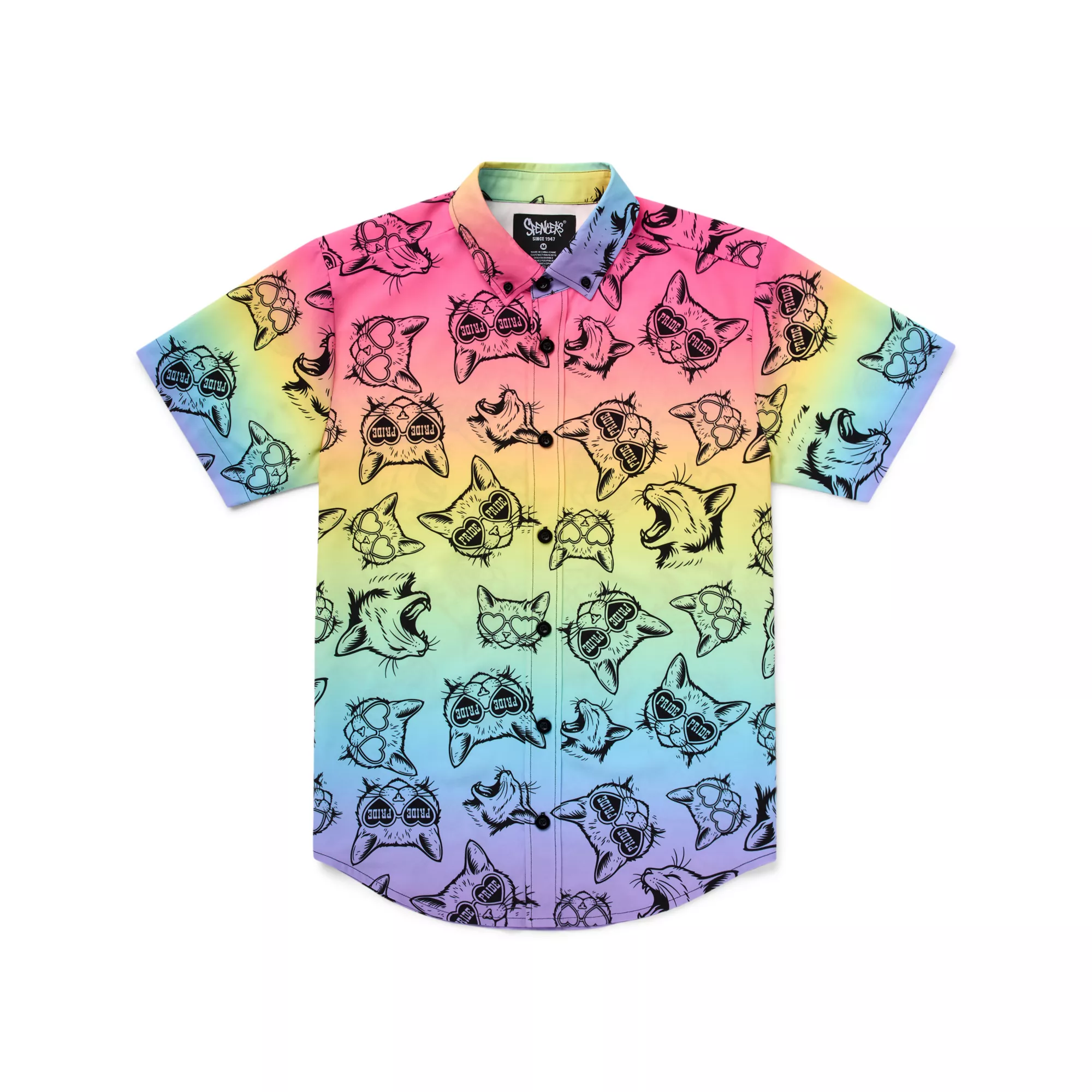Rainbow Cat Pride Party Button Up Shirt at Spencer's