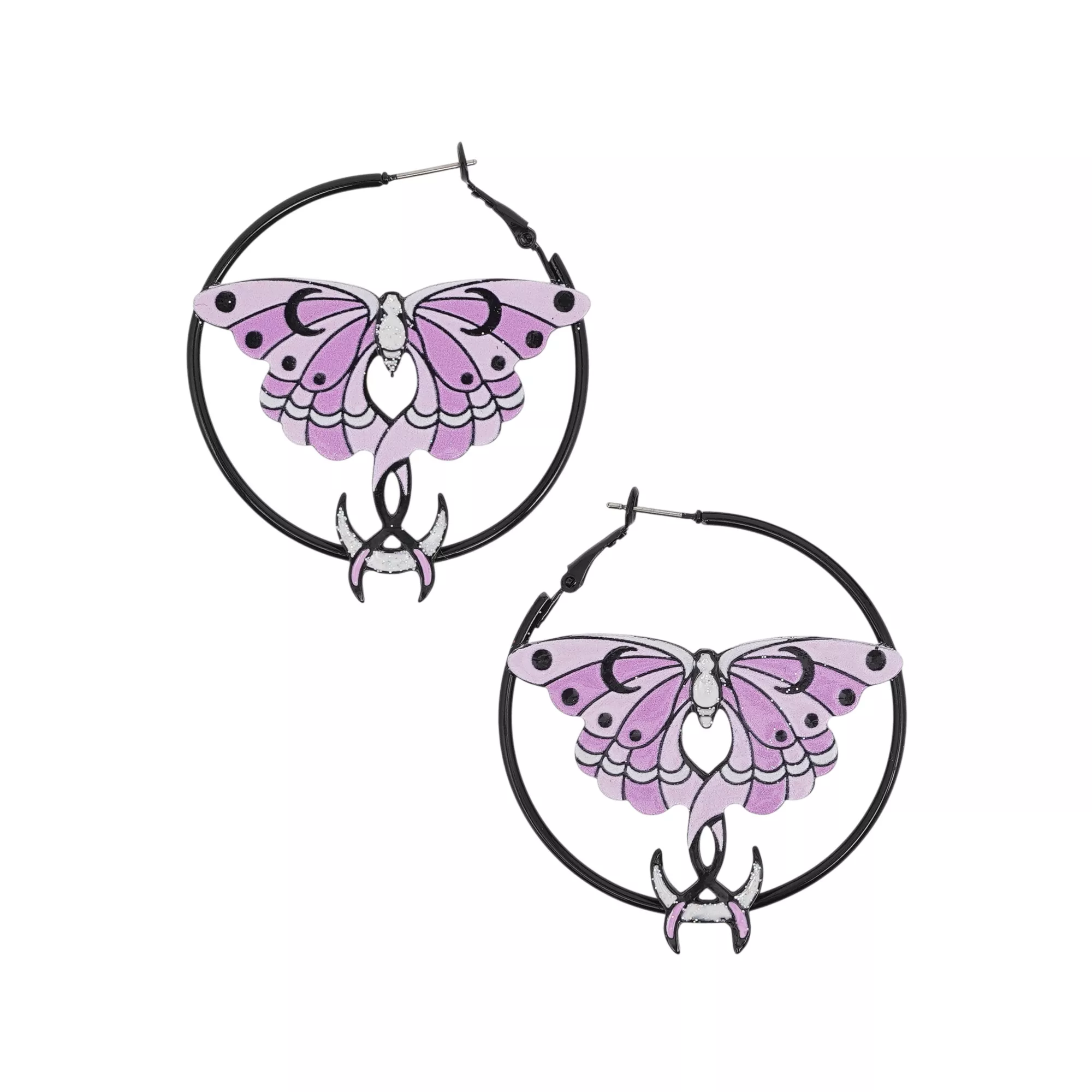 Moth Moon Hoop Earrings