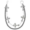 2 Row Black and Silver-Tone Cross Wallet Chain at Spencer's