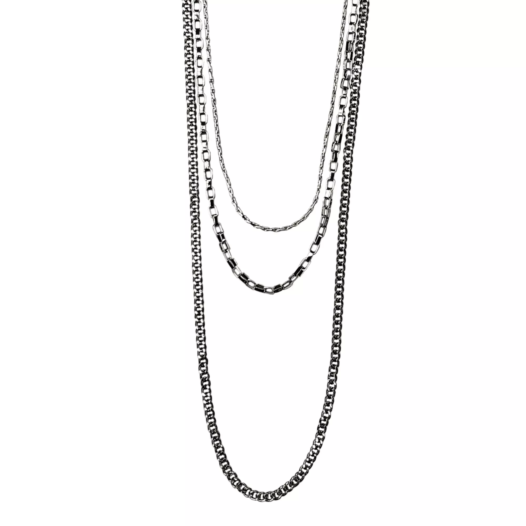 Multi-Pack Silver-Tone Bib Chain Necklaces - 3 Pack