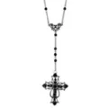 Black Gothic Cross Beaded Chain Rosary Necklace at Spencer's