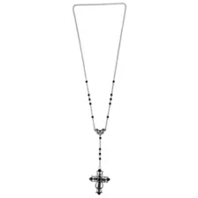 Black Gothic Cross Beaded Chain Rosary Necklace at Spencer's