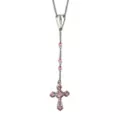 Pink Acrylic Bead Silver-Tone Rosary Necklace at Spencer's