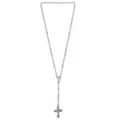Pink Acrylic Bead Silver-Tone Rosary Necklace at Spencer's