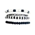 Multi-Pack Black and White Beaded Bracelets - 3 Pack at Spencer's