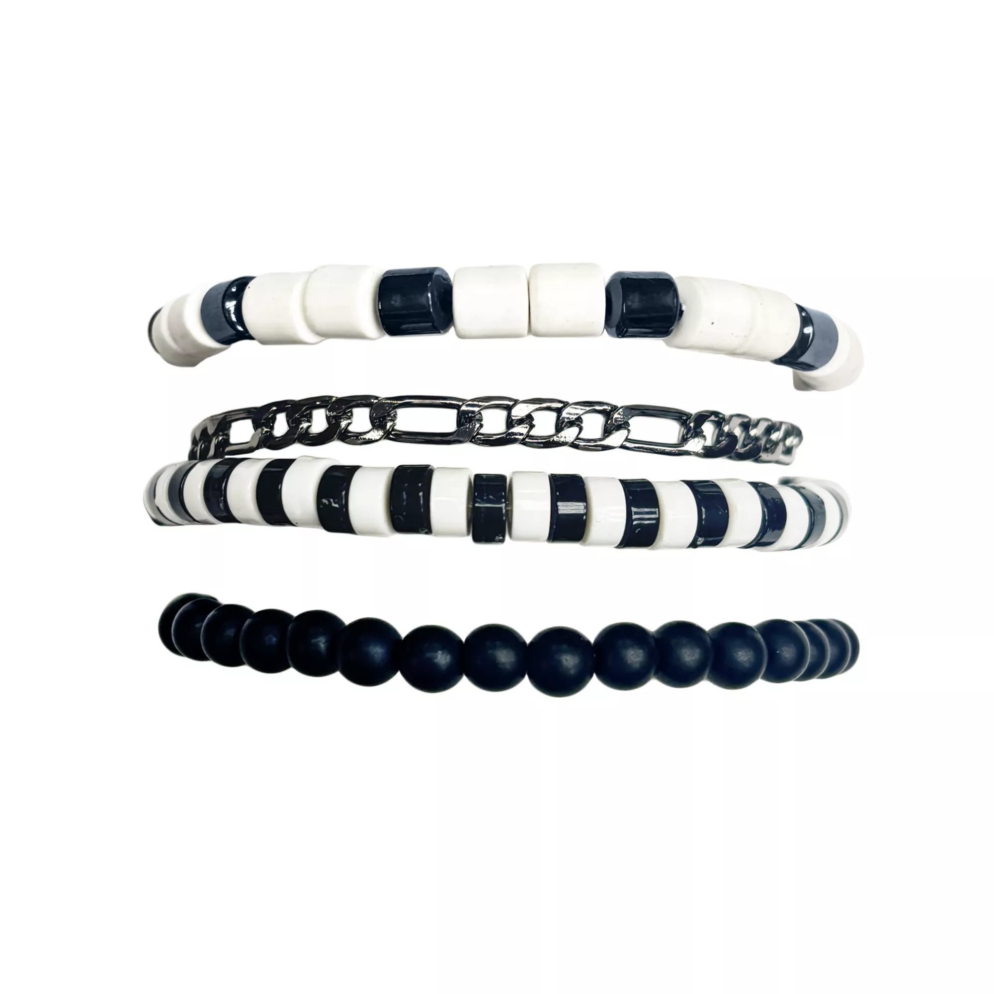 Multi-Pack Black and White Beaded Bracelets - 3 Pack at Spencer's