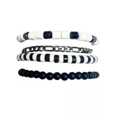 Multi-Pack Black and White Beaded Bracelets - 3 Pack at Spencer's