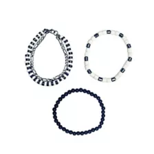 Multi-Pack Black and White Beaded Bracelets - 3 Pack at Spencer's