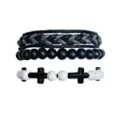 Black and White Beaded Cross Cord Bracelets - 2 Pack at Spencer's