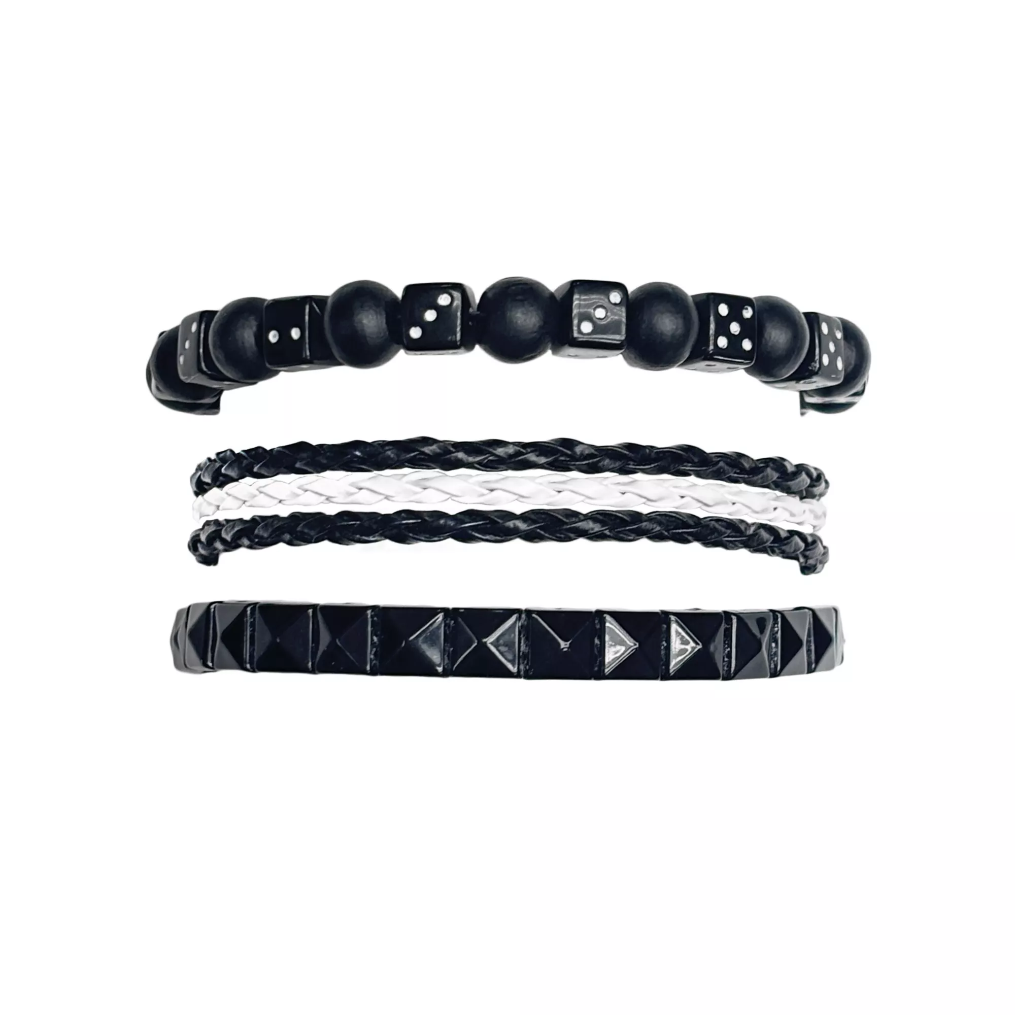 Multi-Pack Black Dice Beaded Bracelets - 3 Pack