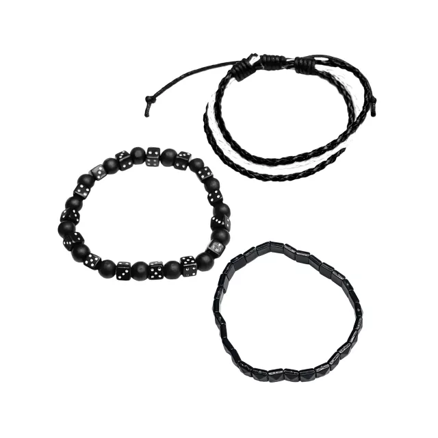 Multi-Pack Black Dice Beaded Bracelets - 3 Pack at Spencer's