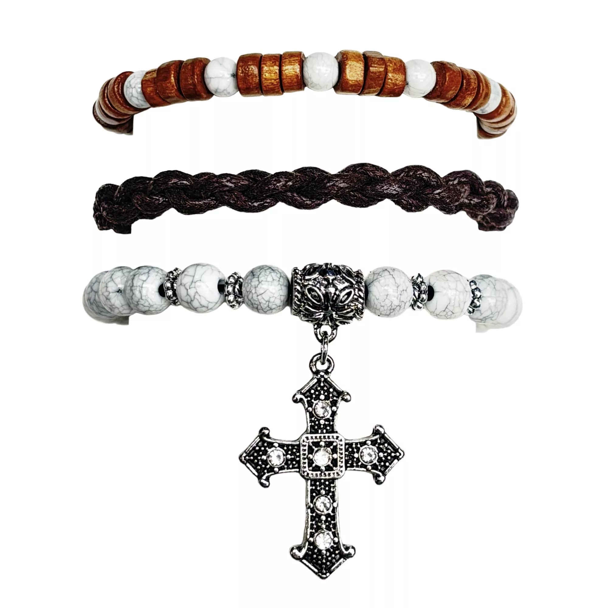 Multi-Pack Cross Beaded Bracelets - 3 Pack