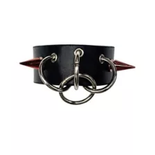 Black and Red Spiked O-Ring Cuff Bracelet at Spencer's