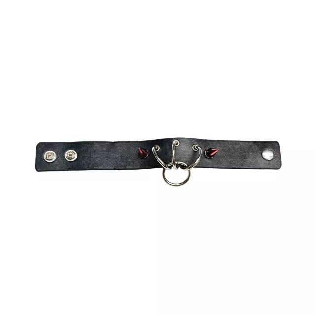 Black and Red Spiked O-Ring Cuff Bracelet at Spencer's