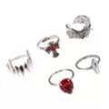 Multi-Pack Gothic Cross Bat Fangs Assorted Rings - 5 Pack at Spencer's