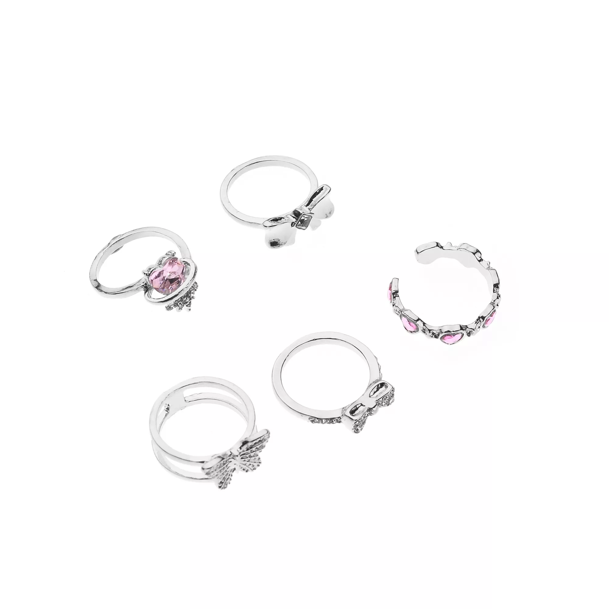 Multi-Pack Butterfly Heart Rings - 5 Pack at Spencer's