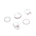 Multi-Pack Pink Heart Bow Silver-Tone Assorted Rings - 5 Pack at Spencer's