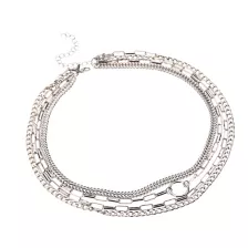 O-Ring Mixed Chain Silver-Tone 4-Row Necklace at Spencer's