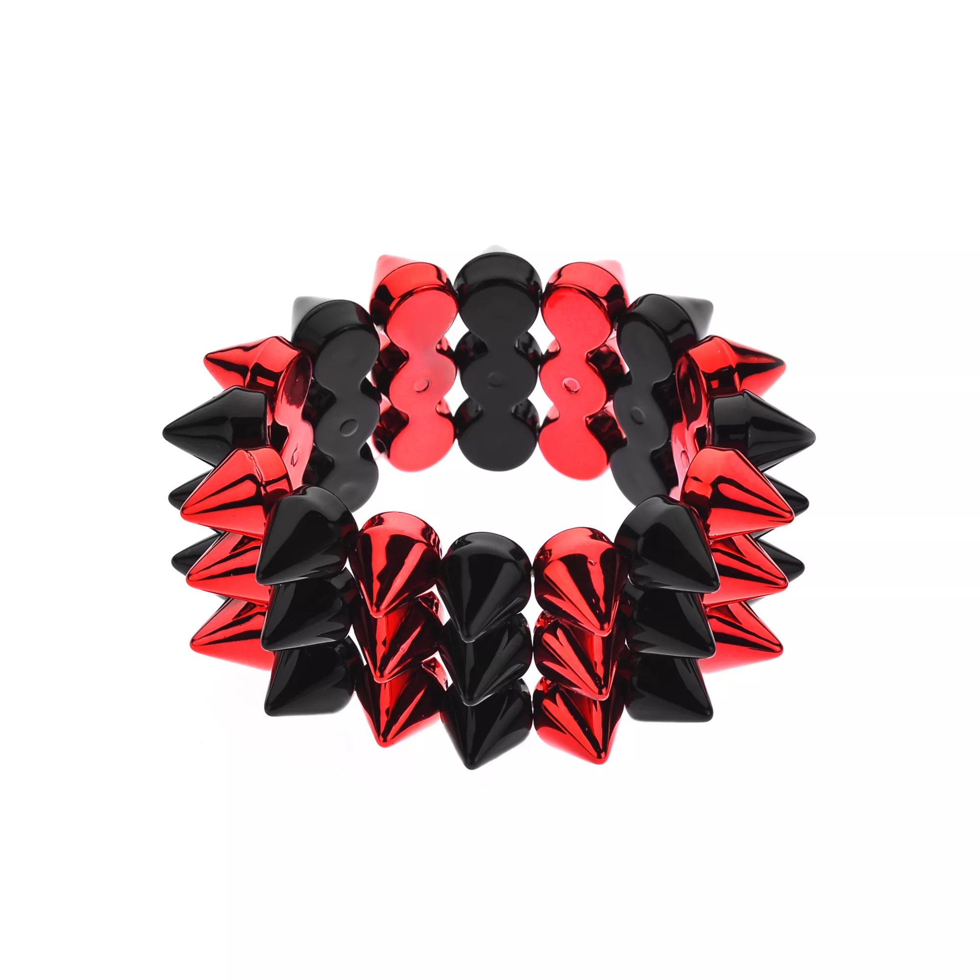 Red and Black Spike Stud Cuff Bracelet