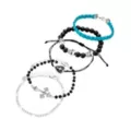 Multi-Pack Black and Blue Cross Skull Silver-Tone Beaded Bracelets - 5 Pack at Spencer's
