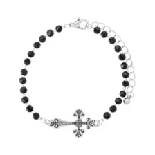 Multi-Pack Black and Blue Cross Skull Silver-Tone Beaded Bracelets - 5 Pack at Spencer's
