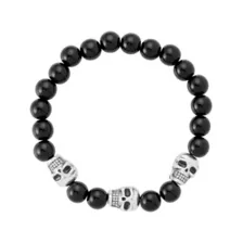 Multi-Pack Black and Blue Cross Skull Silver-Tone Beaded Bracelets - 5 Pack at Spencer's