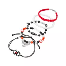 Multi-Pack Black and Red Gothic Charm Mixed Bracelets - 5 Pack at Spencer's