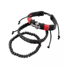 Black and Red Beaded and Braided Cord Cross Bracelets - 3 Pack at Spencer's