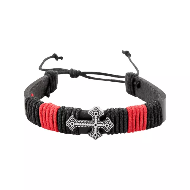 Black and Red Beaded and Braided Cord Cross Bracelets - 3 Pack at Spencer's