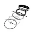Multi-Pack Gothic Charm Black and Silver-Tone Bracelets - 5 Pack at Spencer's