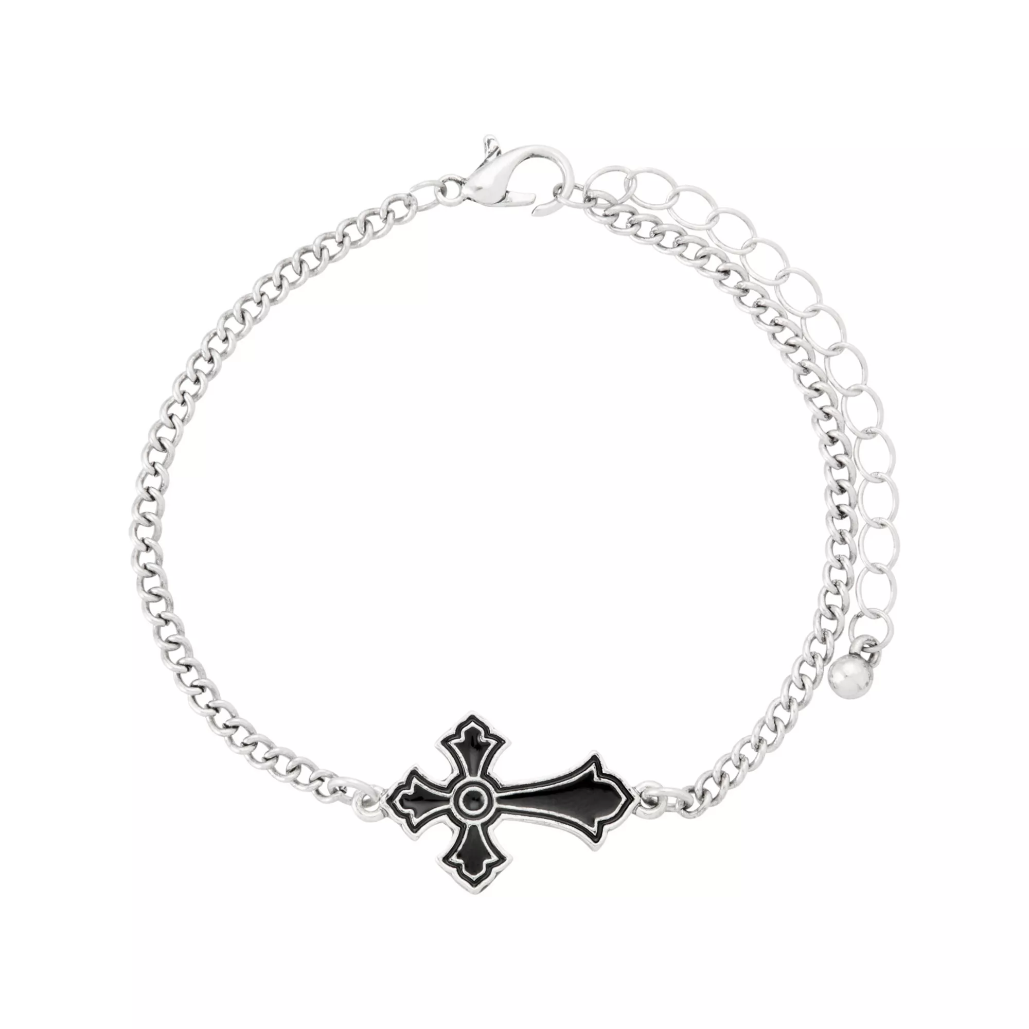 Multi-Pack Gothic Charm Black and Silver-Tone Bracelets - 5 Pack