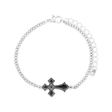 Multi-Pack Gothic Charm Black and Silver-Tone Bracelets - 5 Pack at Spencer's