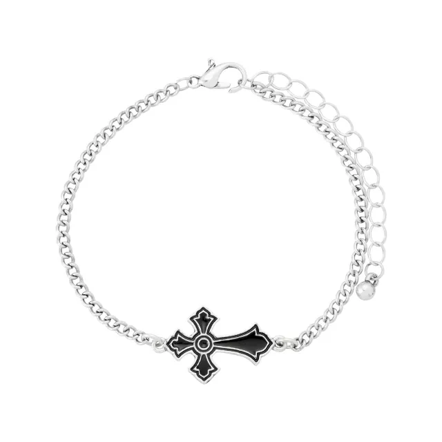 Multi-Pack Gothic Charm Black and Silver-Tone Bracelets - 5 Pack at Spencer's